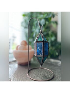 Lantern with stand and fairy lights